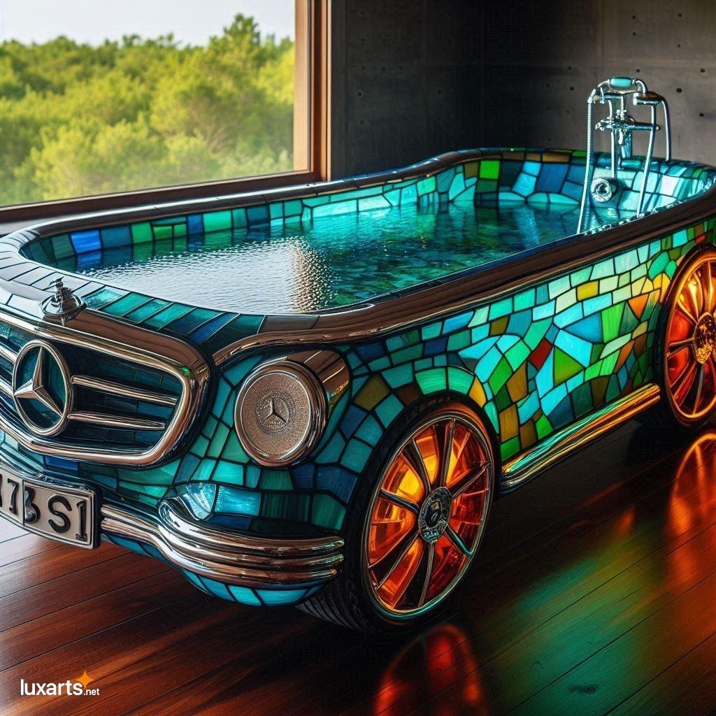 Bathe in Luxury: Immerse Yourself in a Mercedes Car-Shaped Stained Glass Bathtub mercedes car shaped stained glass bathtub 10