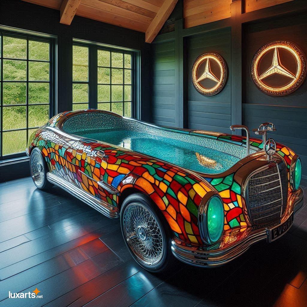 Bathe in Luxury: Immerse Yourself in a Mercedes Car-Shaped Stained Glass Bathtub mercedes car shaped stained glass bathtub 2