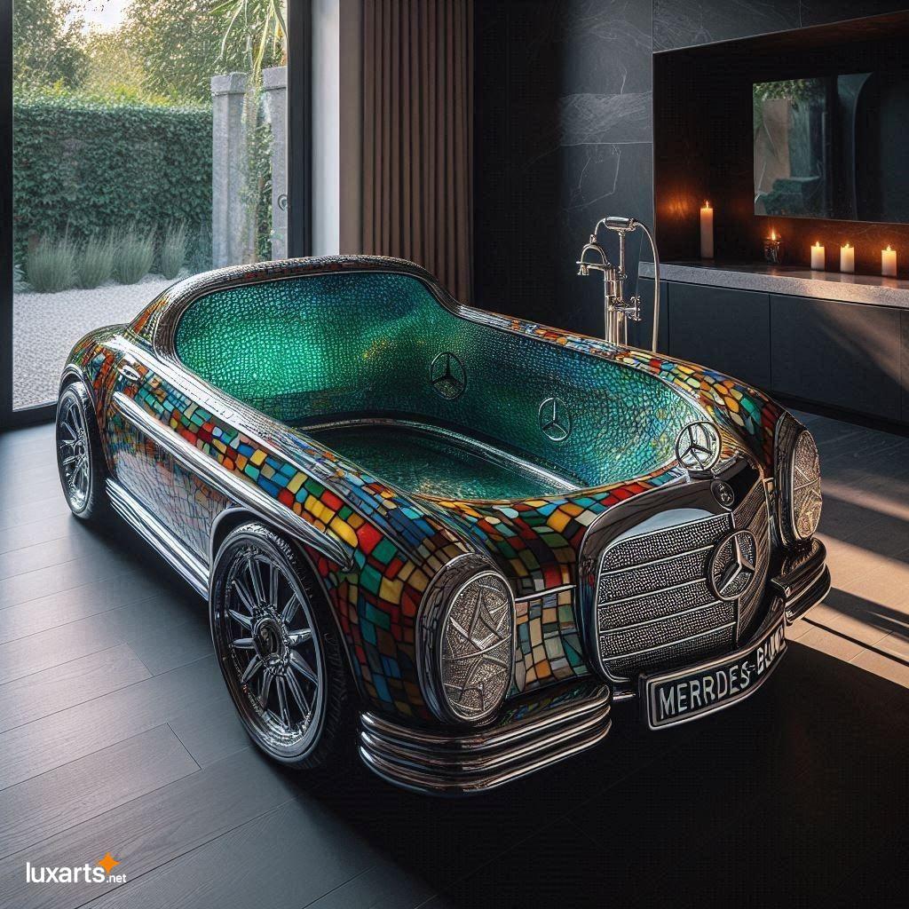 Bathe in Luxury: Immerse Yourself in a Mercedes Car-Shaped Stained Glass Bathtub mercedes car shaped stained glass bathtub 3