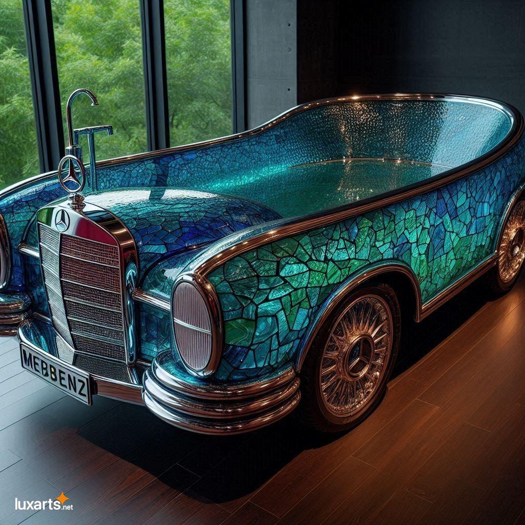 Bathe in Luxury: Immerse Yourself in a Mercedes Car-Shaped Stained Glass Bathtub mercedes car shaped stained glass bathtub 4