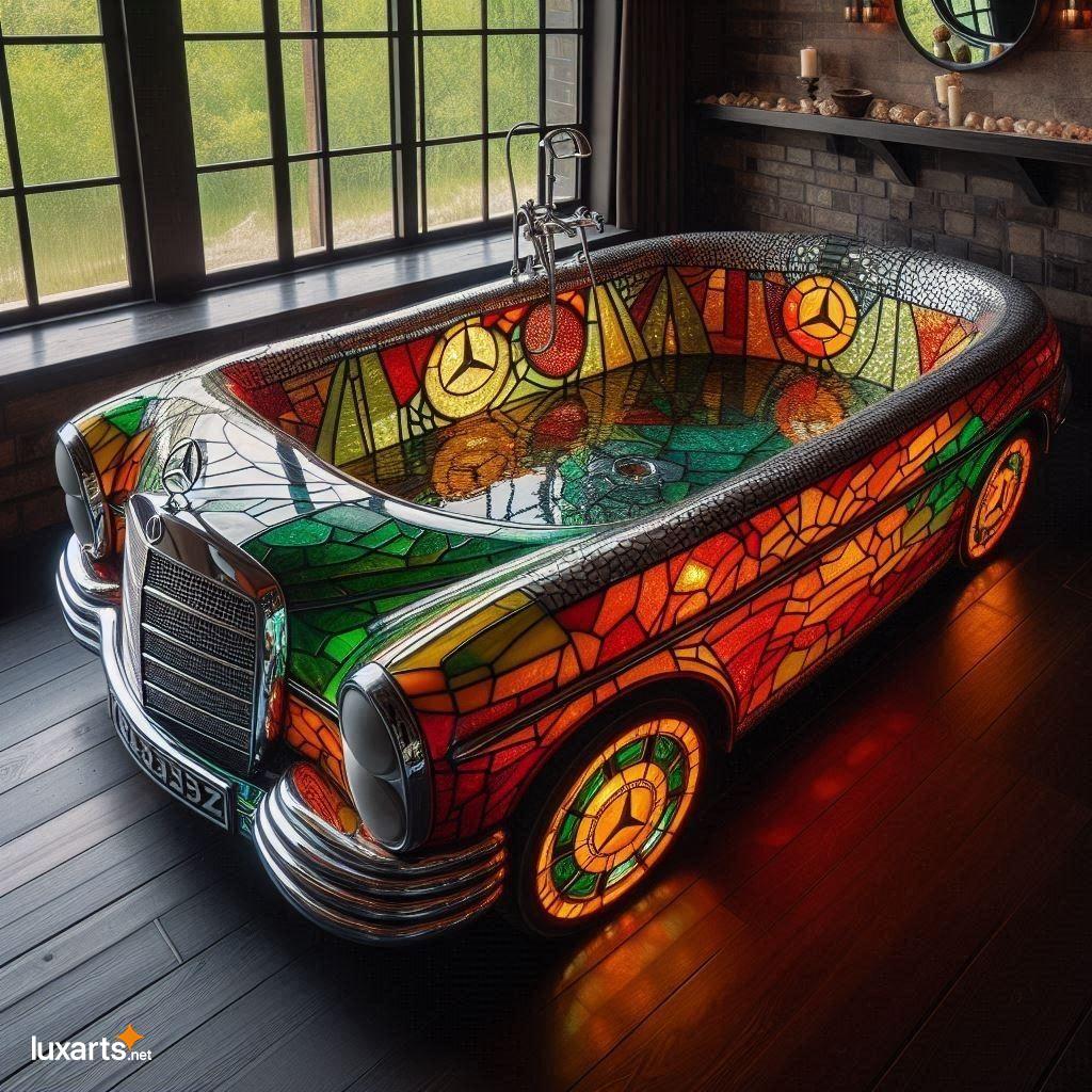 Bathe in Luxury: Immerse Yourself in a Mercedes Car-Shaped Stained Glass Bathtub mercedes car shaped stained glass bathtub 5