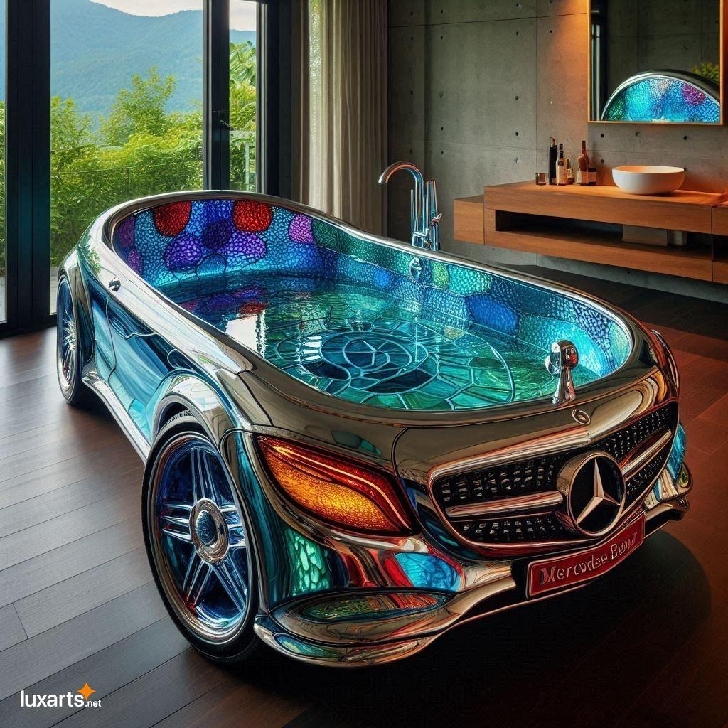 Bathe in Luxury: Immerse Yourself in a Mercedes Car-Shaped Stained Glass Bathtub mercedes car shaped stained glass bathtub 6