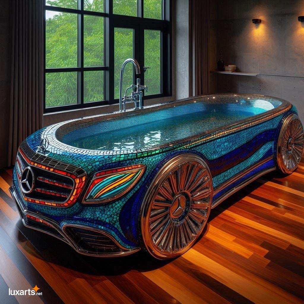 Bathe in Luxury: Immerse Yourself in a Mercedes Car-Shaped Stained Glass Bathtub mercedes car shaped stained glass bathtub 7