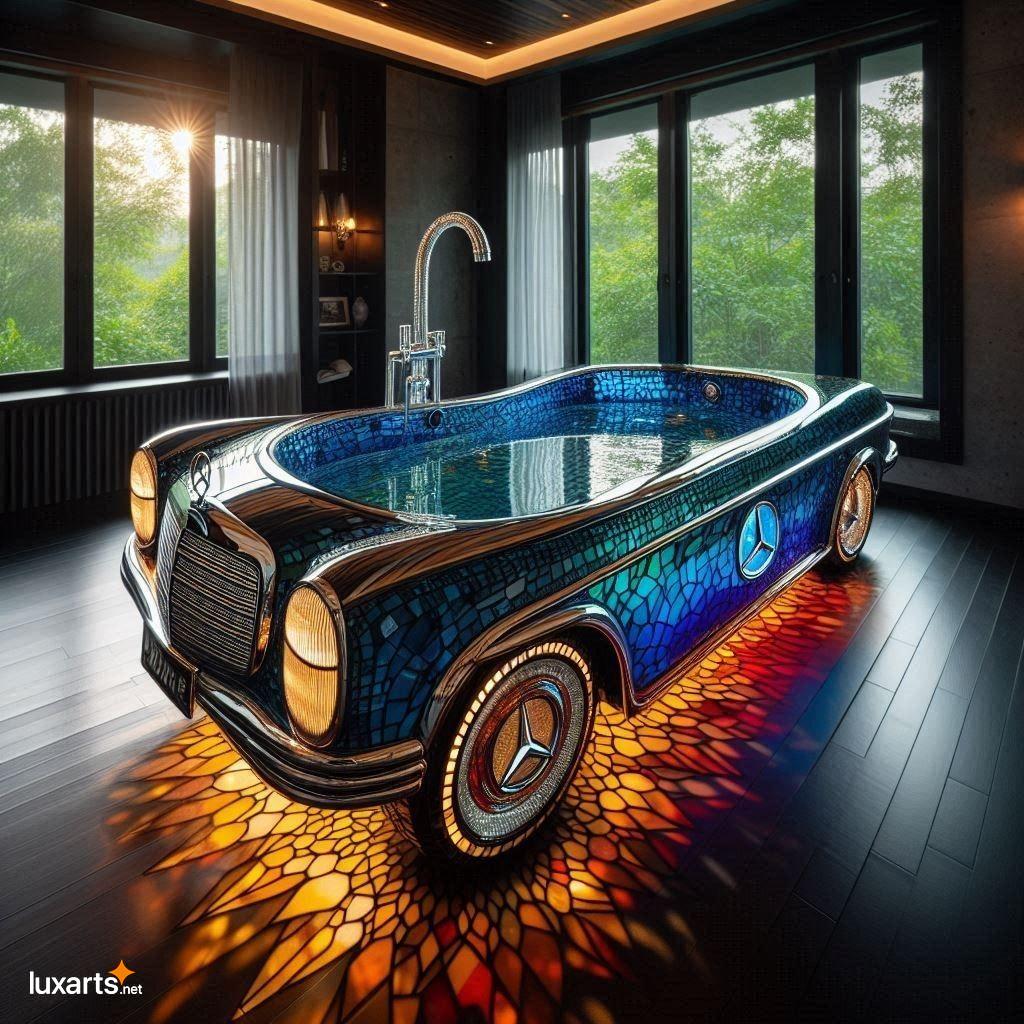 Bathe in Luxury: Immerse Yourself in a Mercedes Car-Shaped Stained Glass Bathtub mercedes car shaped stained glass bathtub 8