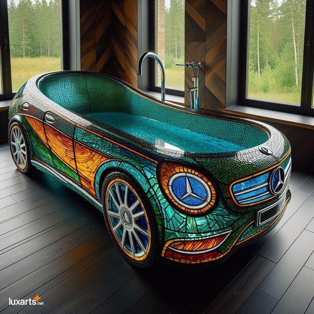 Bathe in Luxury: Immerse Yourself in a Mercedes Car-Shaped Stained Glass Bathtub mercedes car shaped stained glass bathtub 9