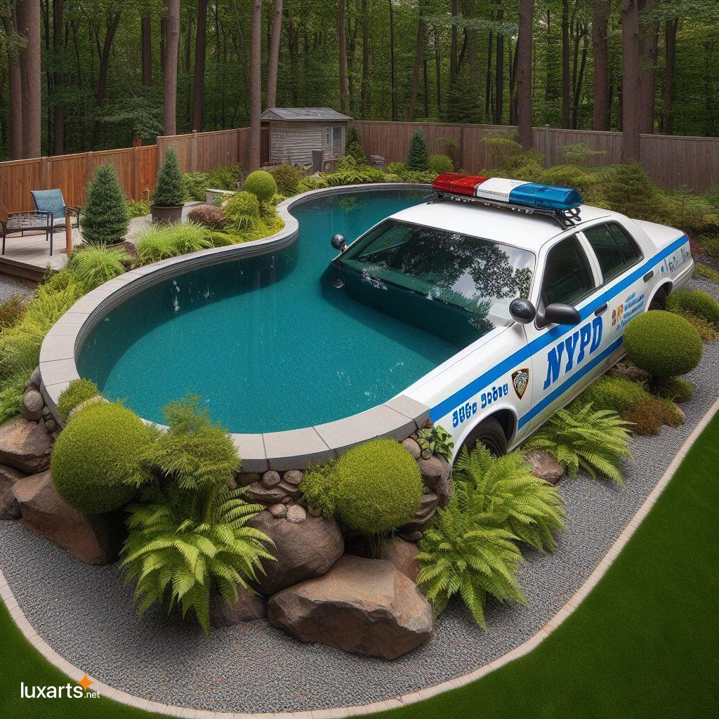 Make a Splash with an Iconic Design: The NYPD Car-Shaped Swimming Pool nypd car shaped swimming pool 3