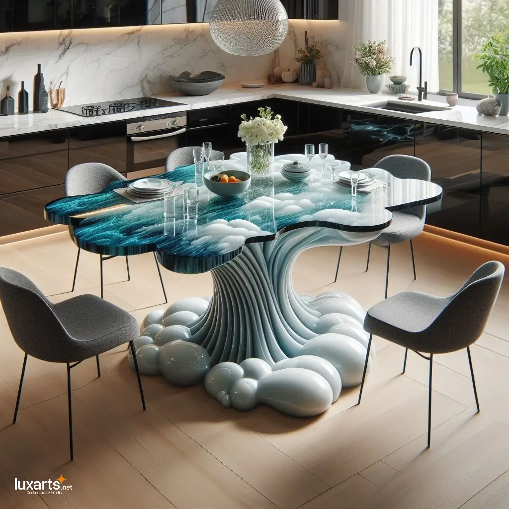 Embrace the Flowing Curves of Nature with Ocean Wave Design Dining Tables ocean waves dinning tables 10