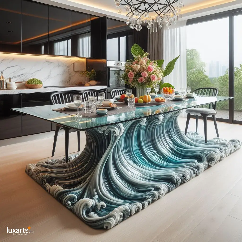 Embrace the Flowing Curves of Nature with Ocean Wave Design Dining Tables ocean waves dinning tables 2