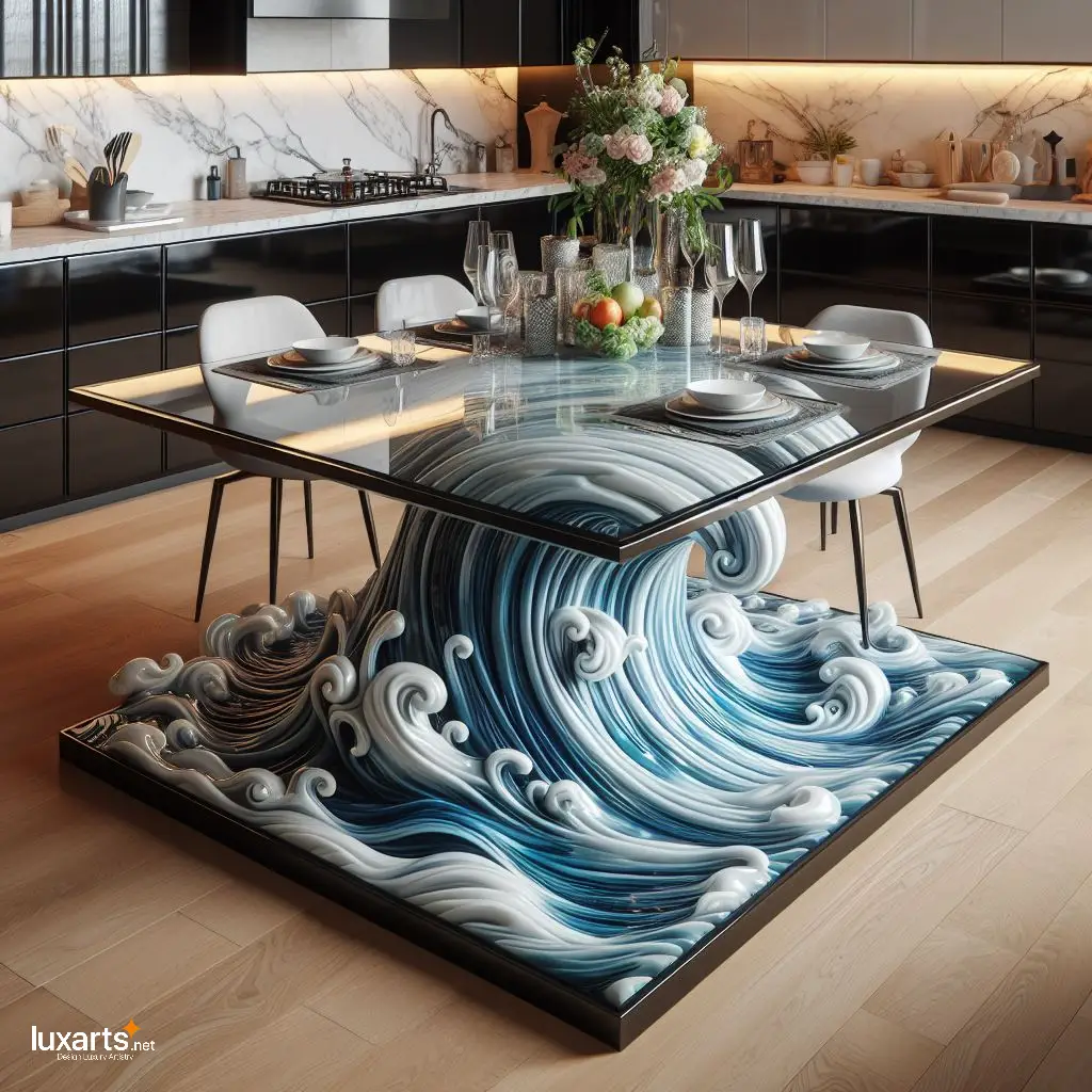 Embrace the Flowing Curves of Nature with Ocean Wave Design Dining Tables ocean waves dinning tables 5