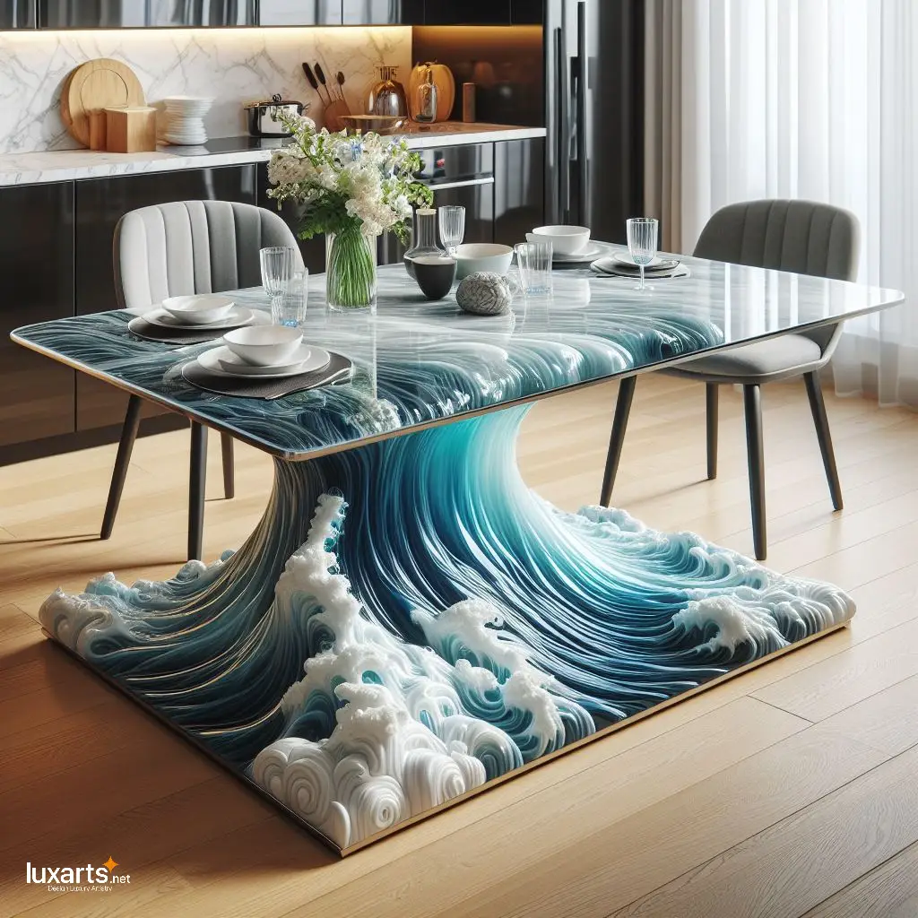 Embrace the Flowing Curves of Nature with Ocean Wave Design Dining Tables ocean waves dinning tables 6