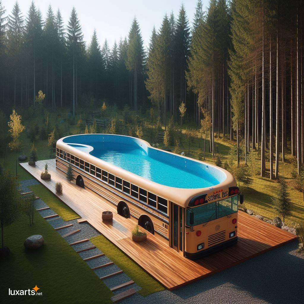 Elevate Your Backyard with a Unique and Creative School Bus Pool school bus shaped backyard swimming pool 1