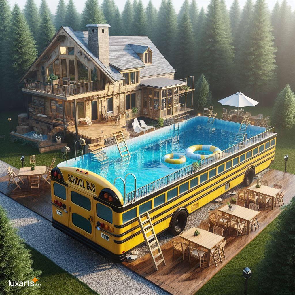 Elevate Your Backyard with a Unique and Creative School Bus Pool school bus shaped backyard swimming pool 3