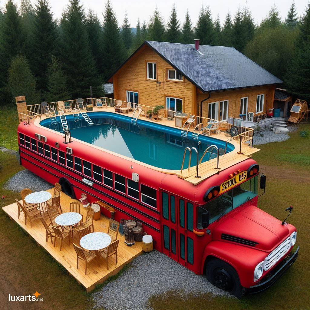 Elevate Your Backyard with a Unique and Creative School Bus Pool school bus shaped backyard swimming pool 7