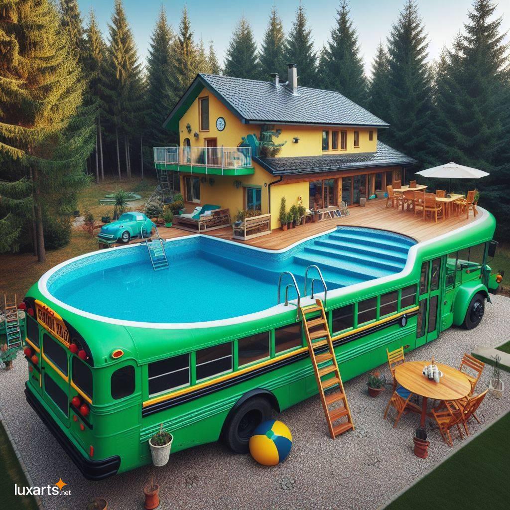 Elevate Your Backyard with a Unique and Creative School Bus Pool school bus shaped backyard swimming pool 9