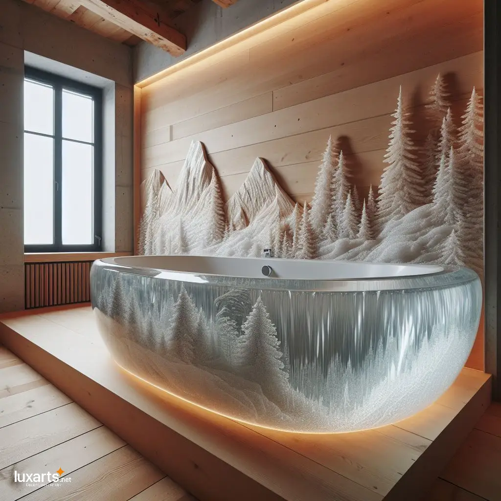 Snowy Mountains Shaped Epoxy Bathtub: Soak in Alpine Serenity with Unique Style snowy mountains epoxy bathtub 1