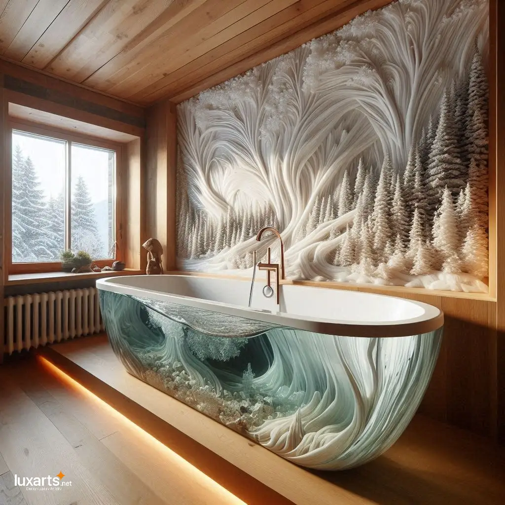 Snowy Mountains Shaped Epoxy Bathtub: Soak in Alpine Serenity with Unique Style snowy mountains epoxy bathtub 3