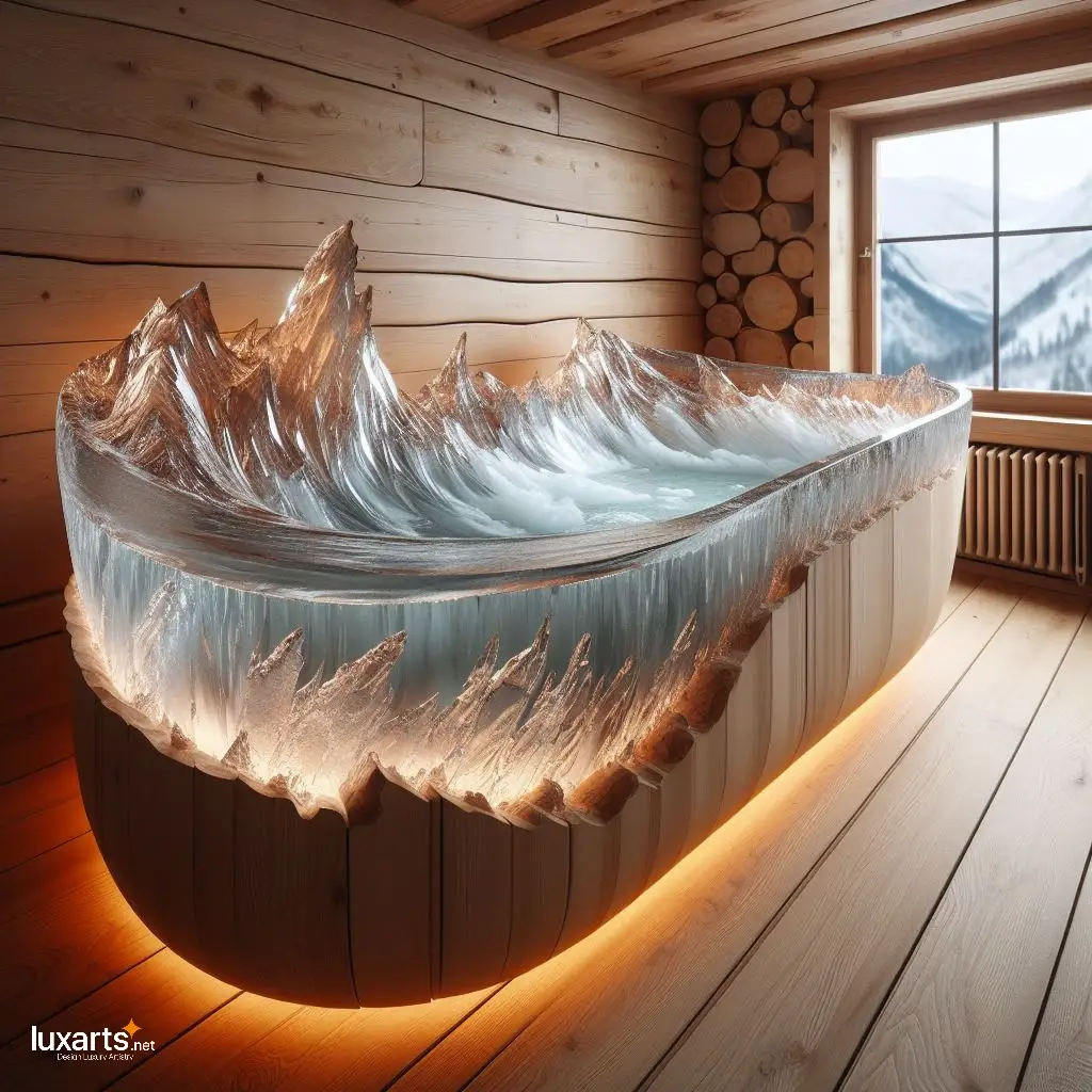 Snowy Mountains Shaped Epoxy Bathtub: Soak in Alpine Serenity with Unique Style snowy mountains epoxy bathtub 6