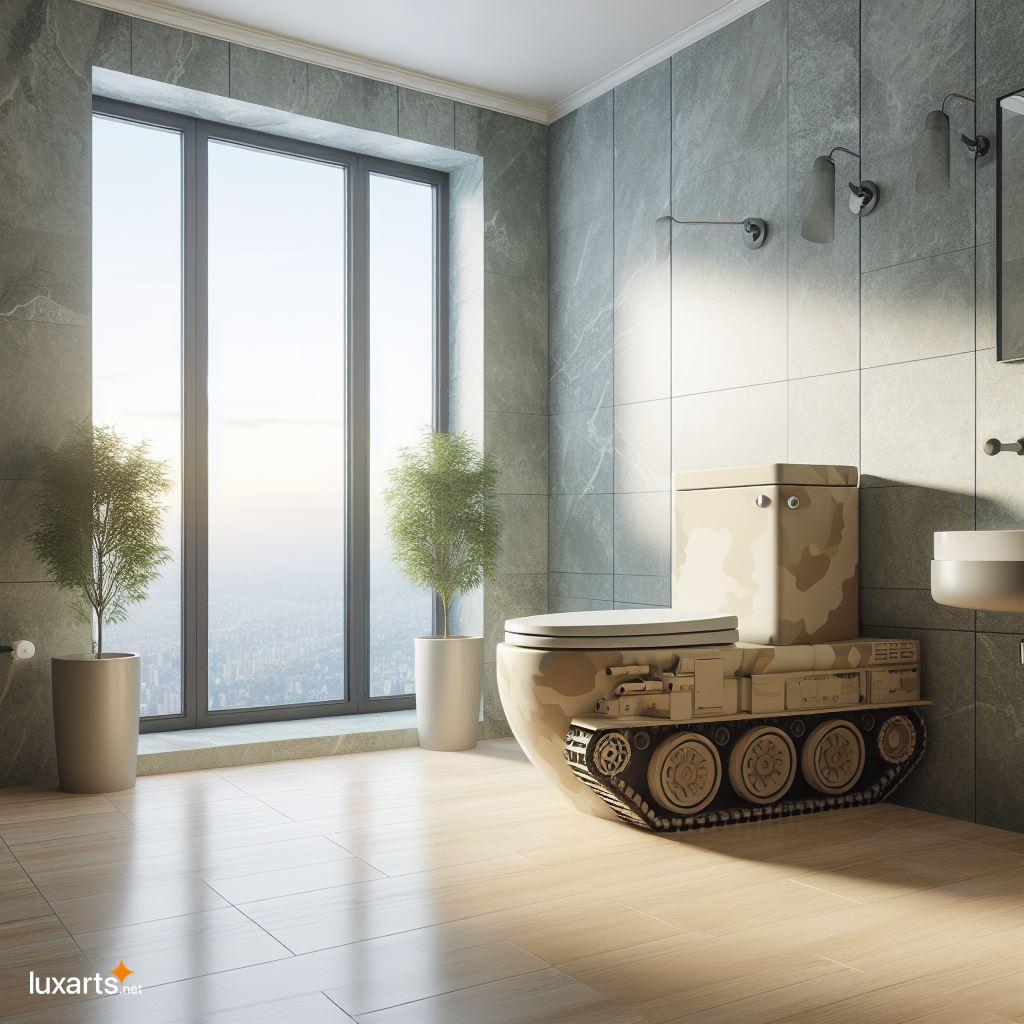 Transform Your Bathroom into a Battlefield with a Tank-Shaped Toilet tank shaped toilets 4