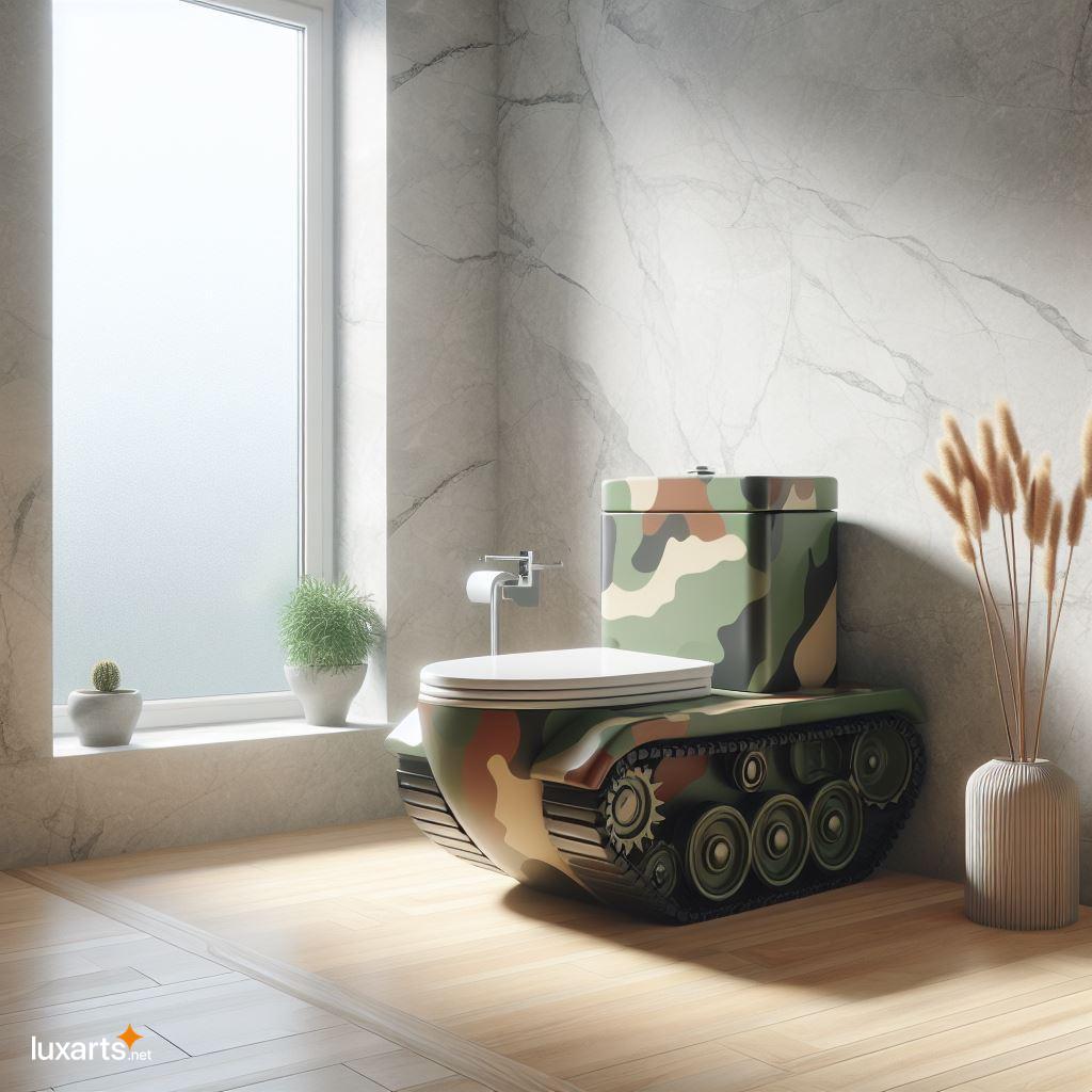 Transform Your Bathroom into a Battlefield with a Tank-Shaped Toilet tank shaped toilets 5