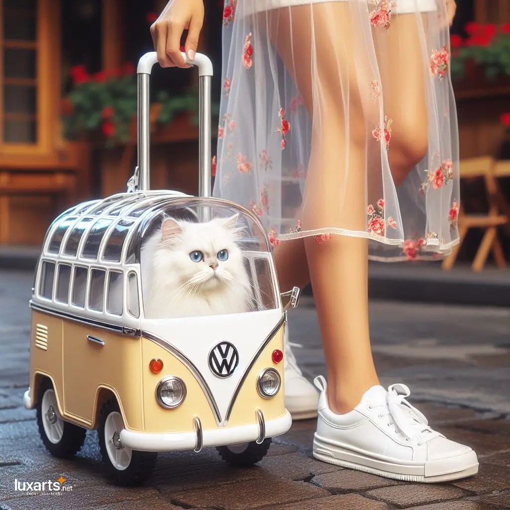 Volkswagen Bus Shaped Pet Trolley Bag: Travel in Retro Style with Your Furry Friend! volkswagen bus shaped pet trolley bag 1