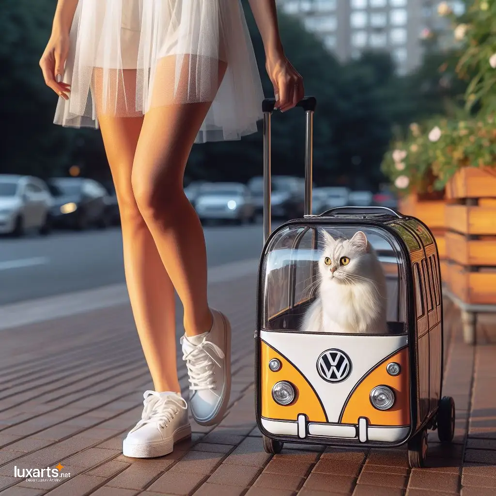 Volkswagen Bus Shaped Pet Trolley Bag: Travel in Retro Style with Your Furry Friend! volkswagen bus shaped pet trolley bag 10