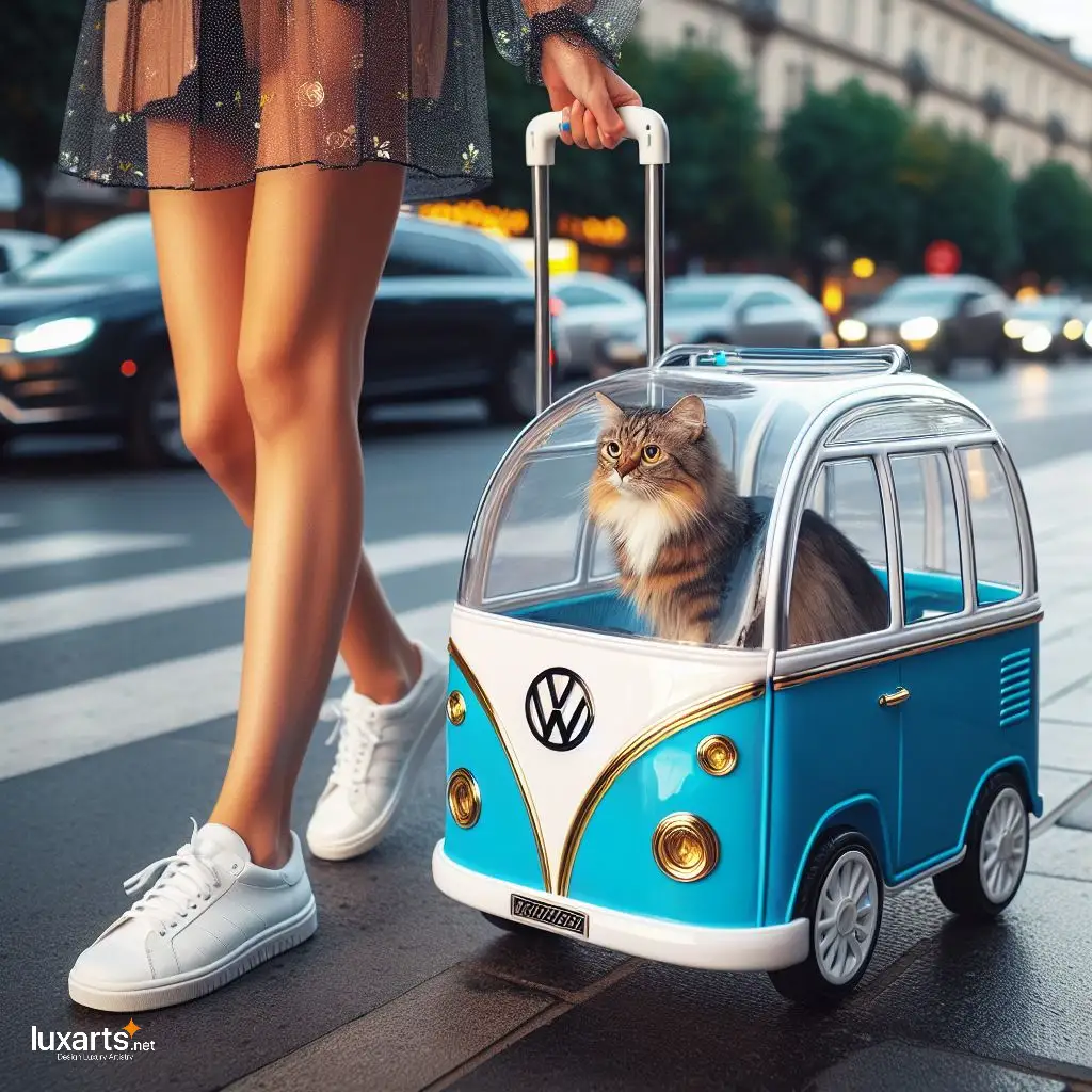 Volkswagen Bus Shaped Pet Trolley Bag: Travel in Retro Style with Your Furry Friend! volkswagen bus shaped pet trolley bag 11