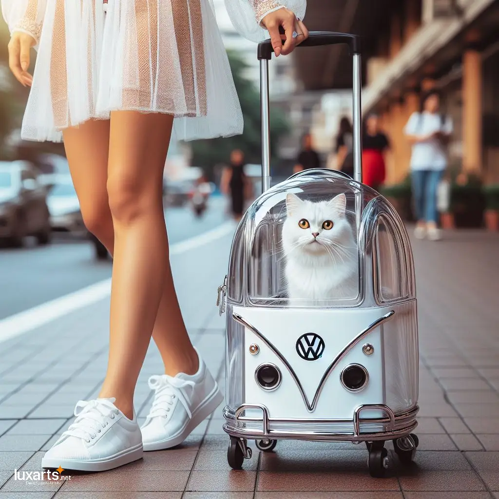 Volkswagen Bus Shaped Pet Trolley Bag: Travel in Retro Style with Your Furry Friend! volkswagen bus shaped pet trolley bag 12