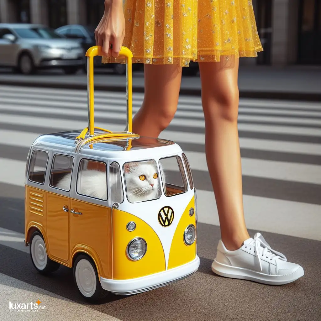 Volkswagen Bus Shaped Pet Trolley Bag: Travel in Retro Style with Your Furry Friend! volkswagen bus shaped pet trolley bag 13