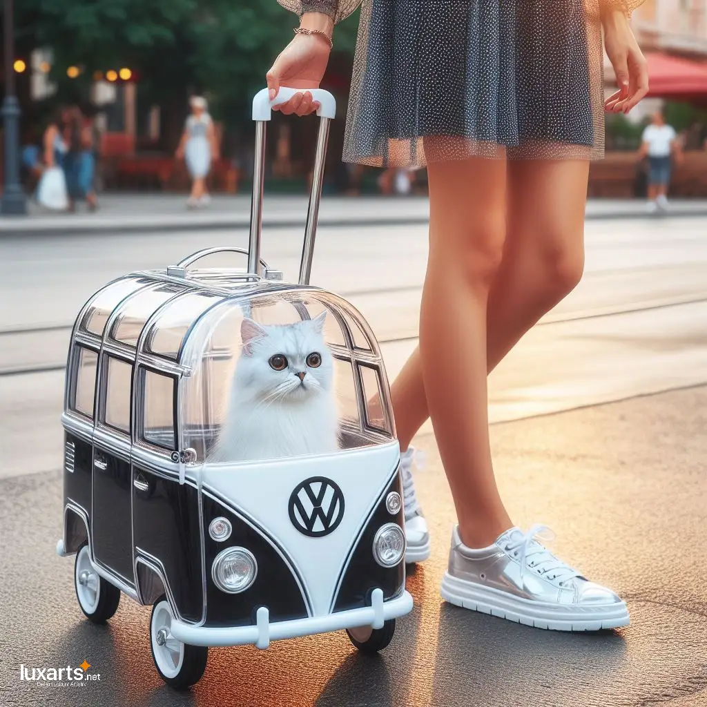 Volkswagen Bus Shaped Pet Trolley Bag: Travel in Retro Style with Your Furry Friend! volkswagen bus shaped pet trolley bag 2