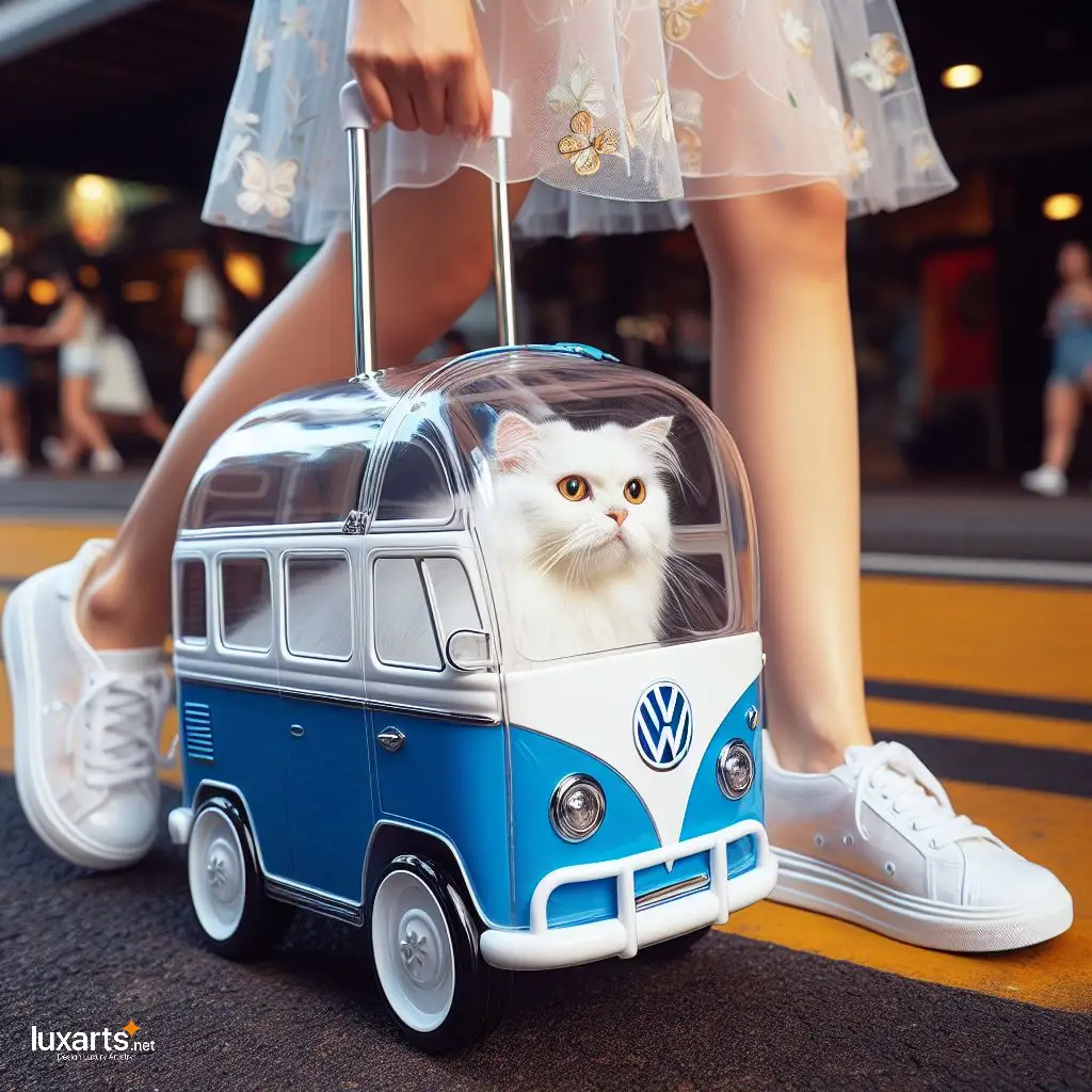 Volkswagen Bus Shaped Pet Trolley Bag: Travel in Retro Style with Your Furry Friend! volkswagen bus shaped pet trolley bag 3