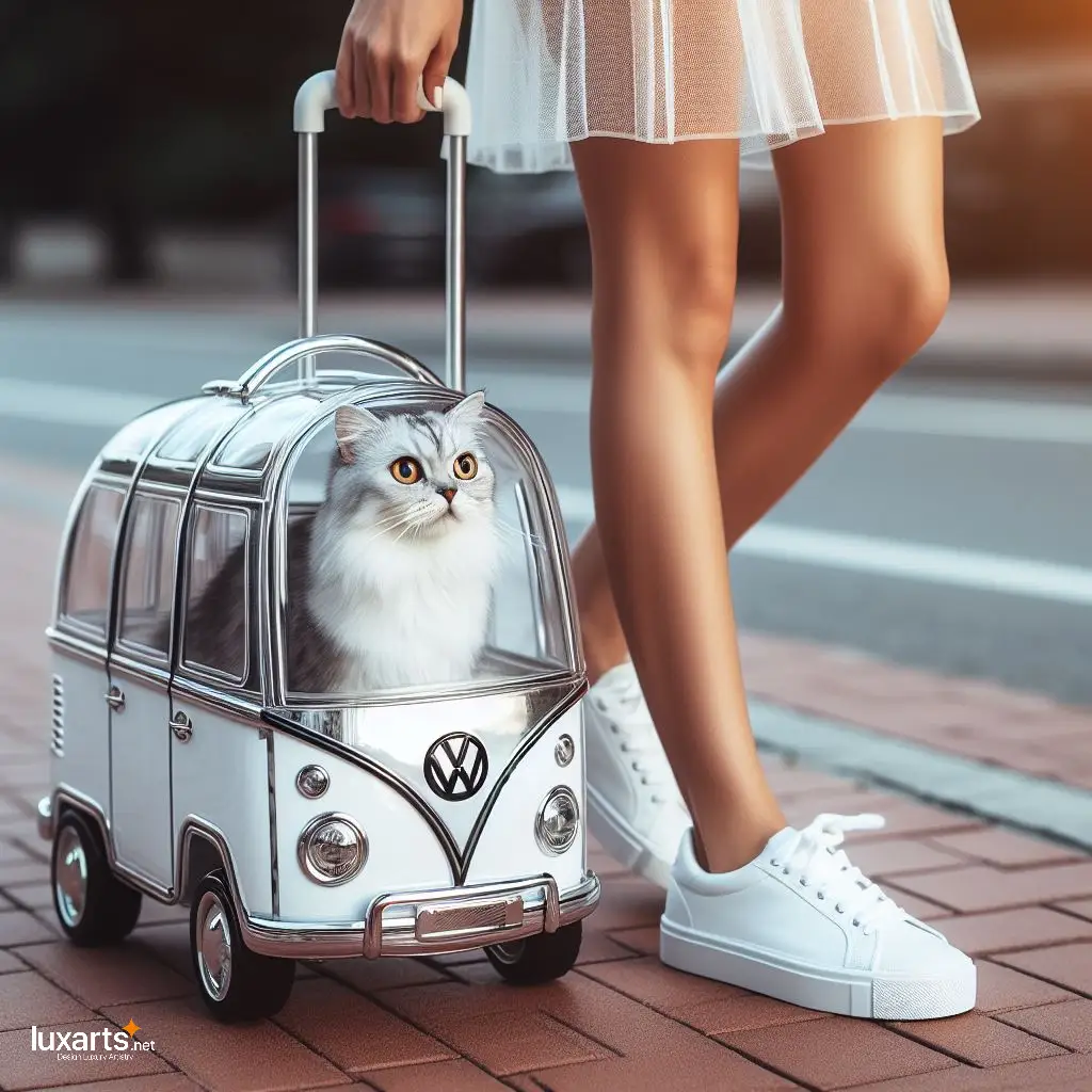Volkswagen Bus Shaped Pet Trolley Bag: Travel in Retro Style with Your Furry Friend! volkswagen bus shaped pet trolley bag 4