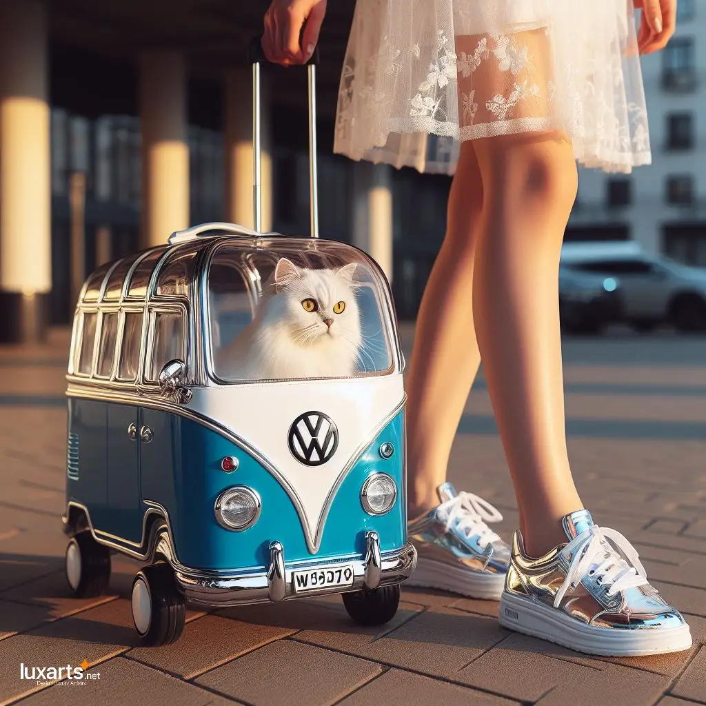 Volkswagen Bus Shaped Pet Trolley Bag: Travel in Retro Style with Your Furry Friend! volkswagen bus shaped pet trolley bag 5