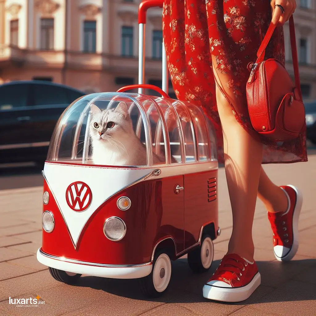 Volkswagen Bus Shaped Pet Trolley Bag: Travel in Retro Style with Your Furry Friend! volkswagen bus shaped pet trolley bag 6
