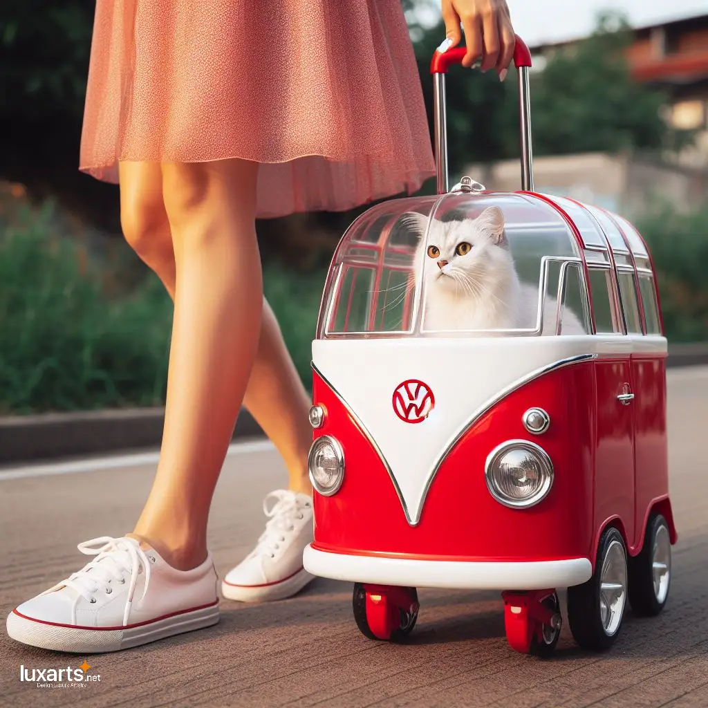 Volkswagen Bus Shaped Pet Trolley Bag: Travel in Retro Style with Your Furry Friend! volkswagen bus shaped pet trolley bag 7