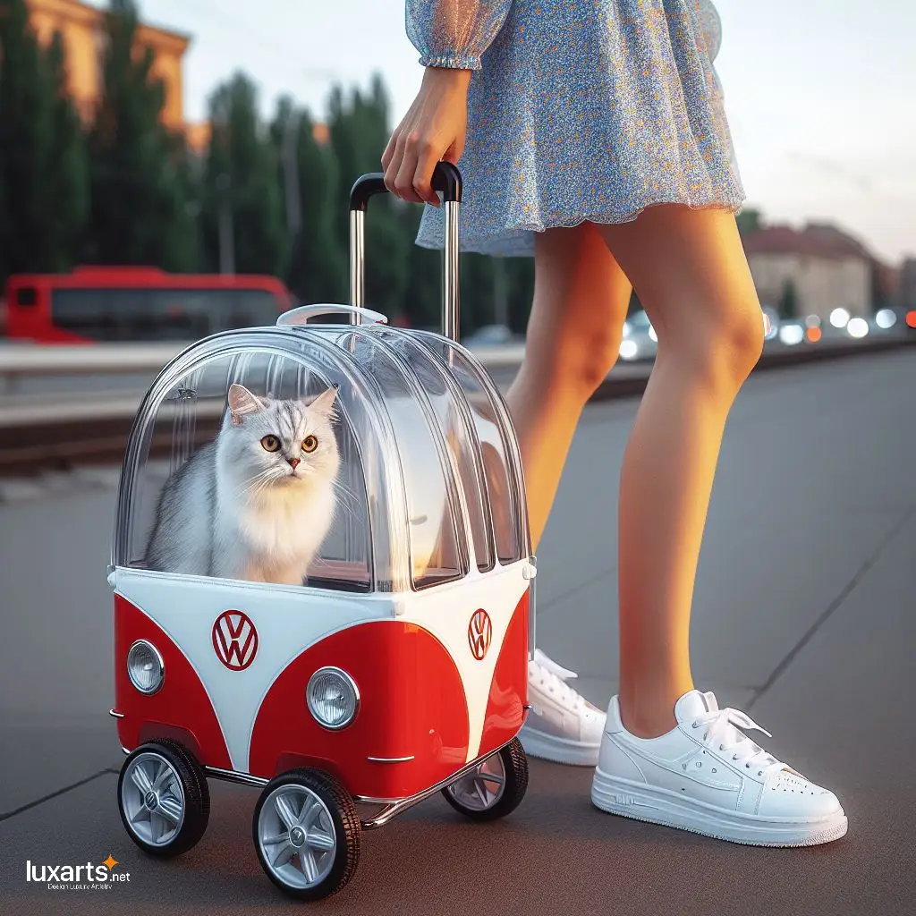 Volkswagen Bus Shaped Pet Trolley Bag: Travel in Retro Style with Your Furry Friend! volkswagen bus shaped pet trolley bag 9
