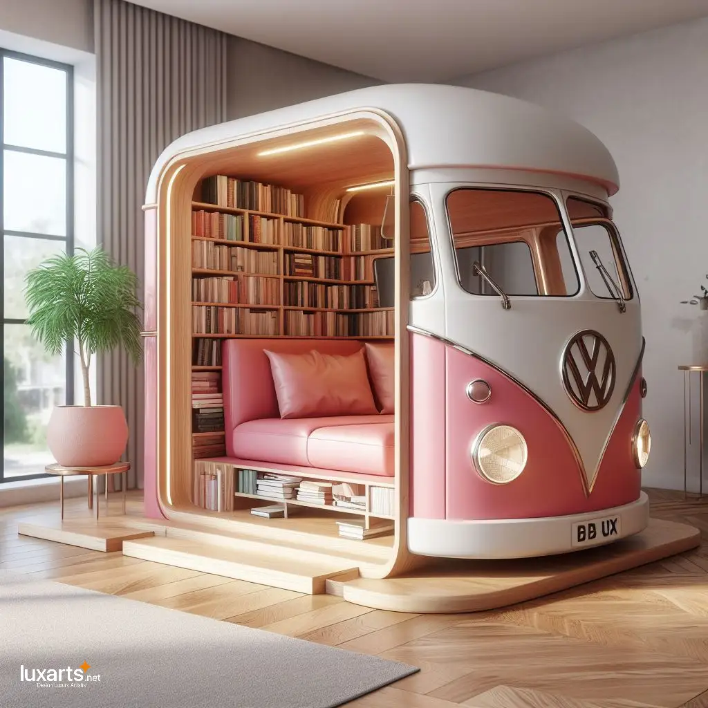 Volkswagen Bus Shaped Reading Nooks: Journey into Literary Adventures with Retro Flair volkswagen bus shaped reading nooks 2