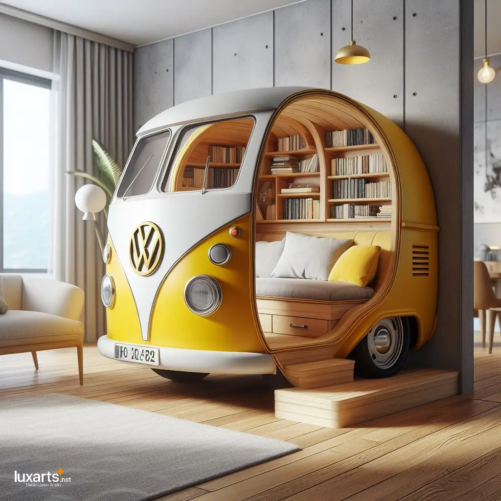 Volkswagen Bus Shaped Reading Nooks: Journey into Literary Adventures with Retro Flair volkswagen bus shaped reading nooks 3