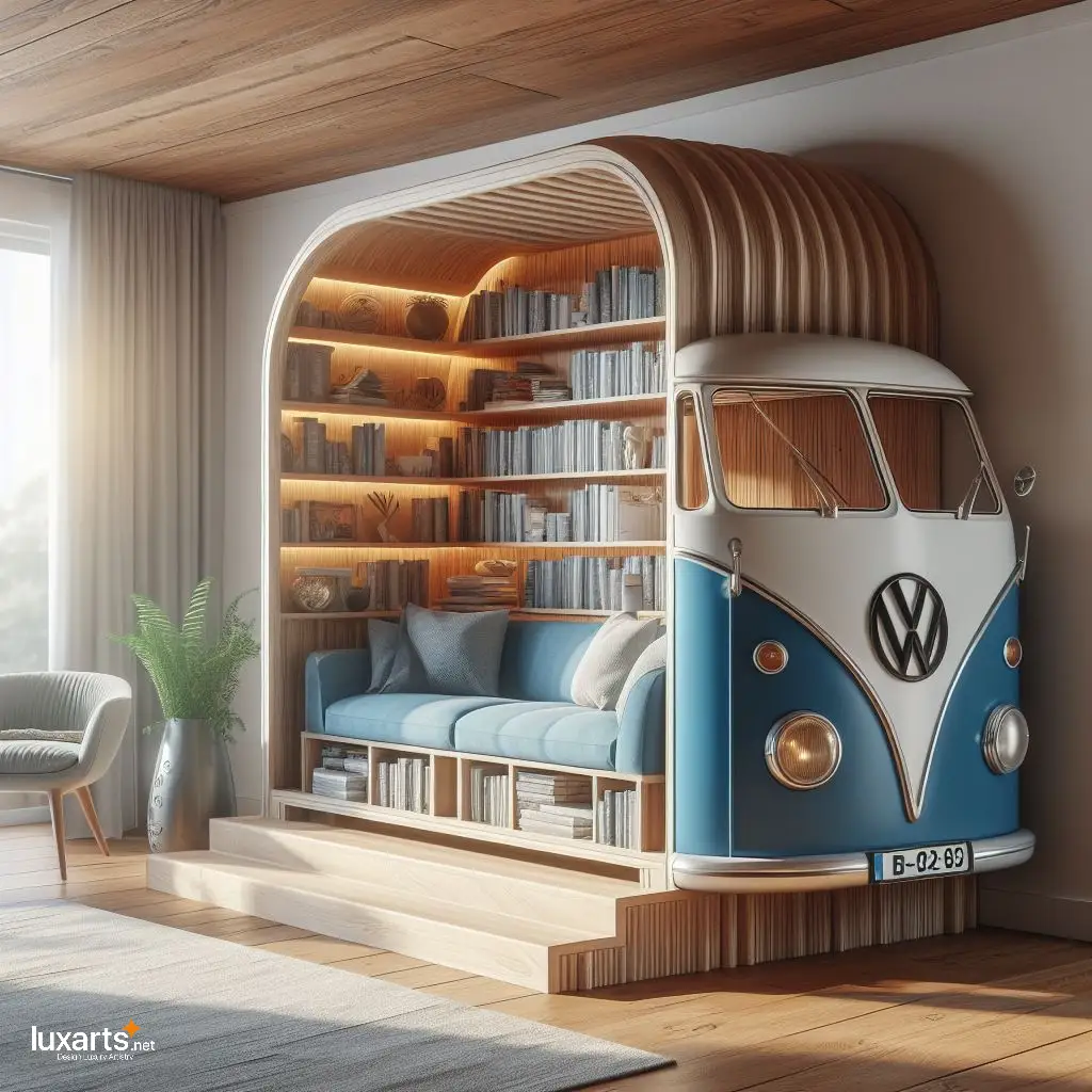 Volkswagen Bus Shaped Reading Nooks: Journey into Literary Adventures with Retro Flair volkswagen bus shaped reading nooks 4