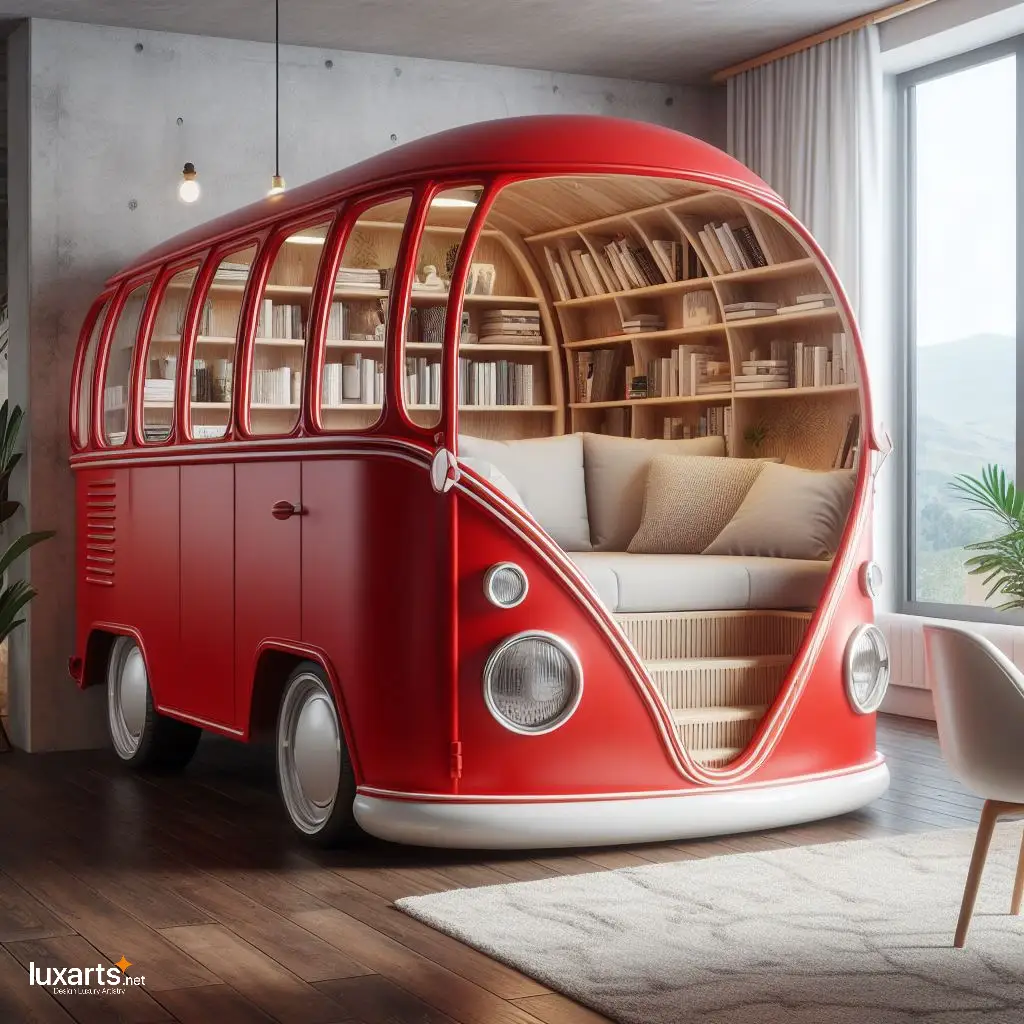 Volkswagen Bus Shaped Reading Nooks: Journey into Literary Adventures with Retro Flair volkswagen bus shaped reading nooks 5