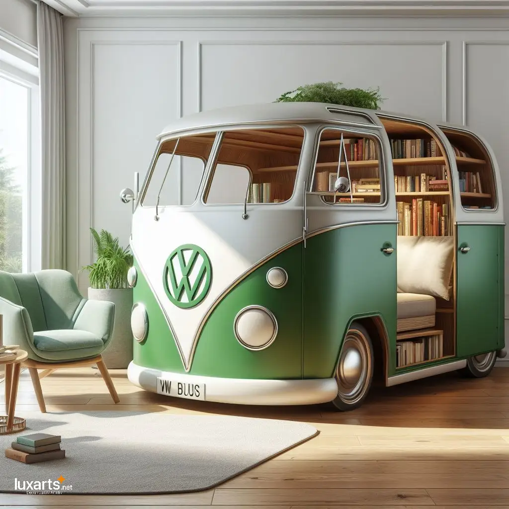 Volkswagen Bus Shaped Reading Nooks: Journey into Literary Adventures with Retro Flair volkswagen bus shaped reading nooks 6
