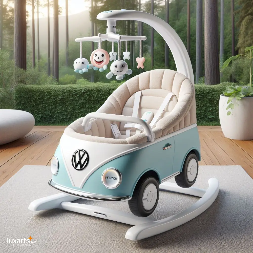 Gently Rock Your Baby to Sleep in an Adorable Volkswagen-Shaped Rocker volkswagen shaped modern baby rocker 1