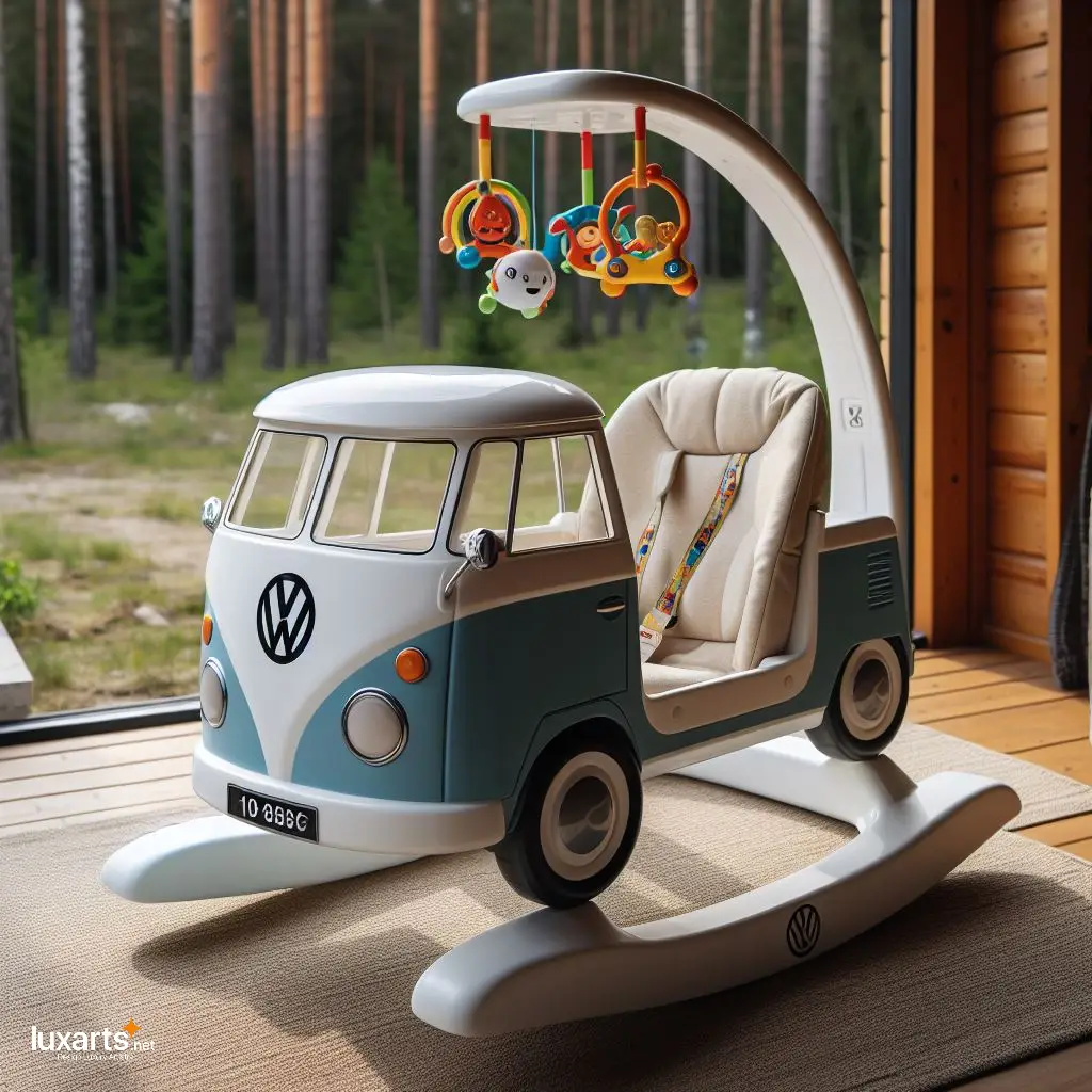 Gently Rock Your Baby to Sleep in an Adorable Volkswagen-Shaped Rocker volkswagen shaped modern baby rocker 3