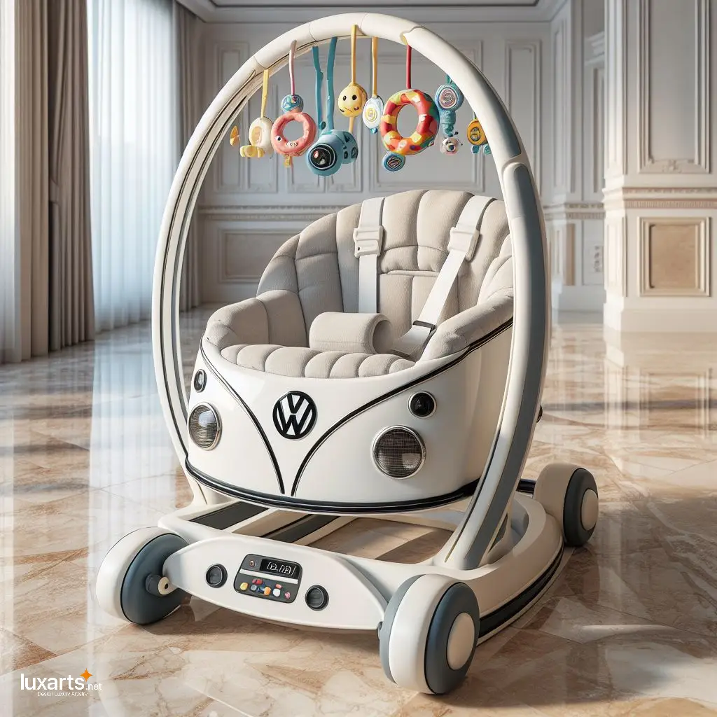 Gently Rock Your Baby to Sleep in an Adorable Volkswagen-Shaped Rocker volkswagen shaped modern baby rocker 4
