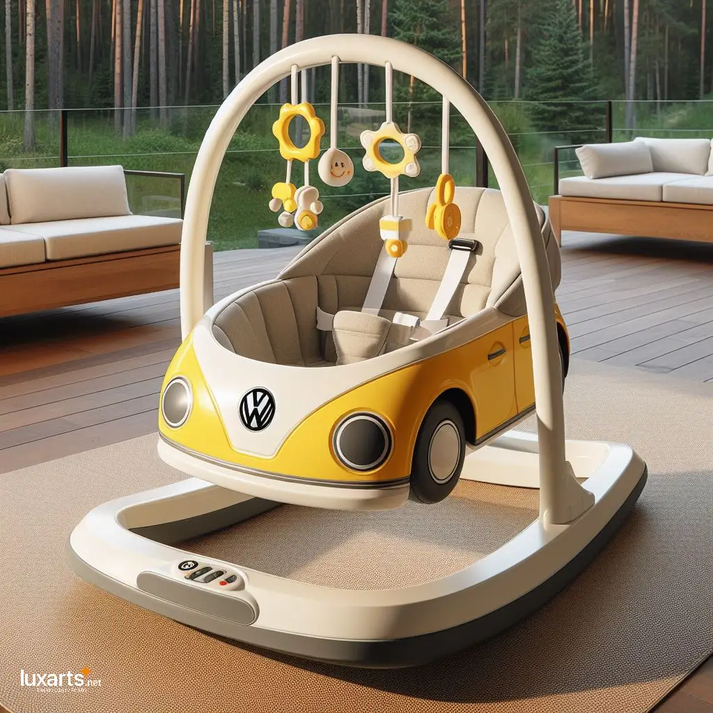 Gently Rock Your Baby to Sleep in an Adorable Volkswagen-Shaped Rocker volkswagen shaped modern baby rocker 5