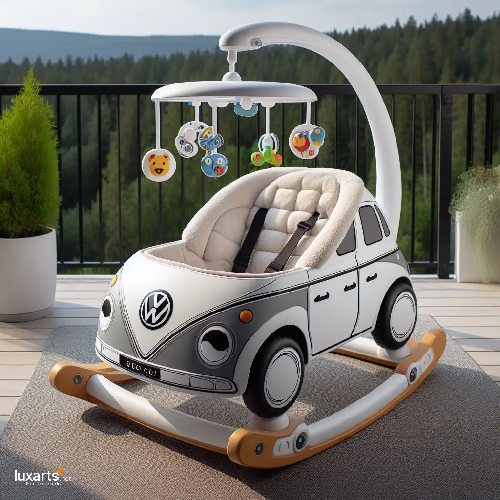 Gently Rock Your Baby to Sleep in an Adorable Volkswagen-Shaped Rocker volkswagen shaped modern baby rocker 6