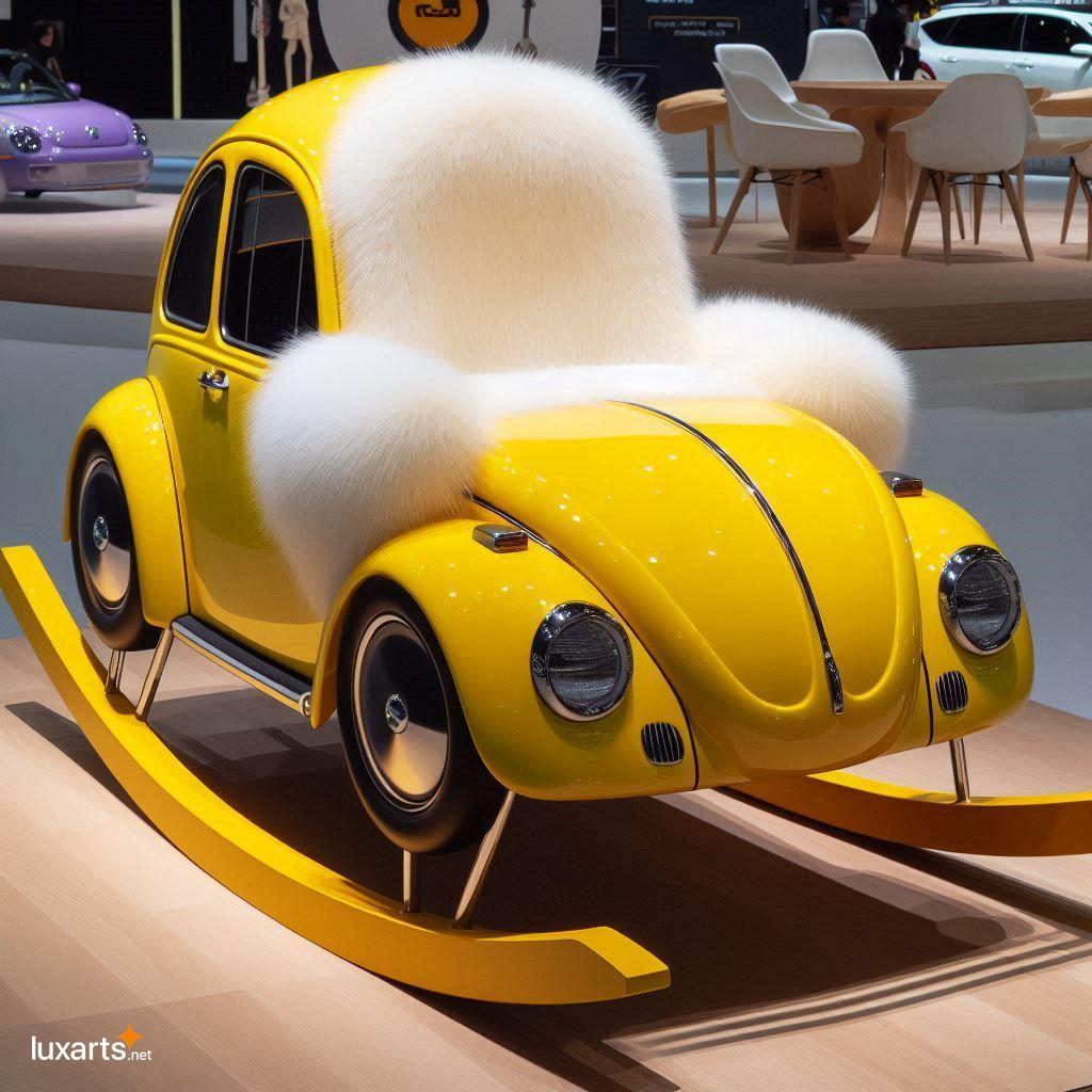 VW Beetle-Shaped Rocking Chair with Plush Fur: Relive Nostalgic Rides in Comfort vw beetle shaped rocking chair with fur material 10