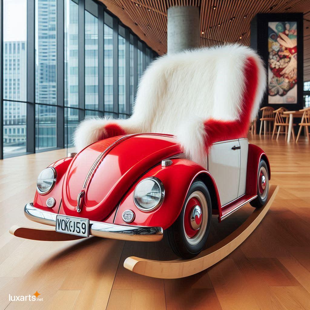 VW Beetle-Shaped Rocking Chair with Plush Fur: Relive Nostalgic Rides in Comfort vw beetle shaped rocking chair with fur material 11