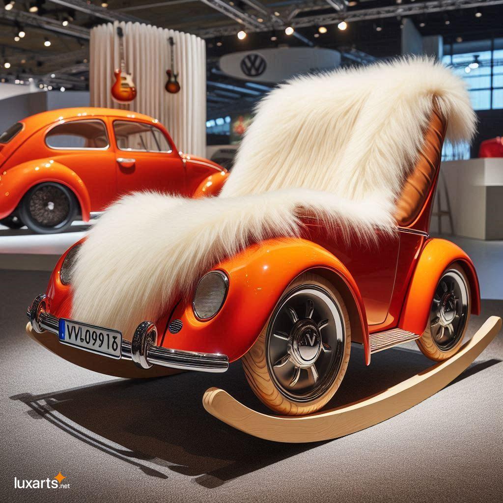 VW Beetle-Shaped Rocking Chair with Plush Fur: Relive Nostalgic Rides in Comfort vw beetle shaped rocking chair with fur material 12