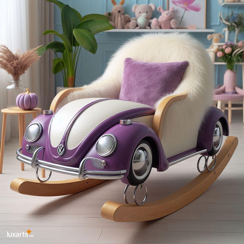 VW Beetle-Shaped Rocking Chair with Plush Fur: Relive Nostalgic Rides in Comfort vw beetle shaped rocking chair with fur material 13