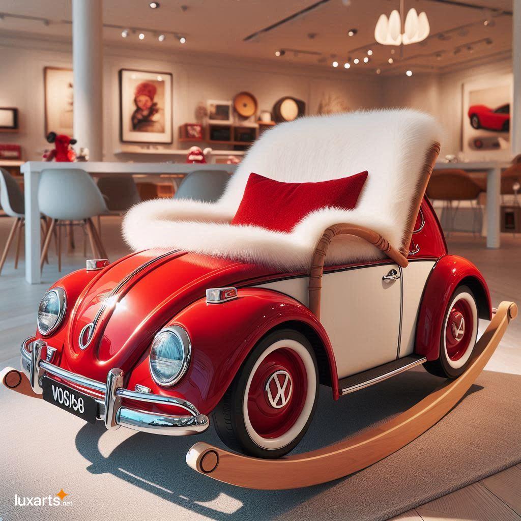 VW Beetle-Shaped Rocking Chair with Plush Fur: Relive Nostalgic Rides in Comfort vw beetle shaped rocking chair with fur material 14
